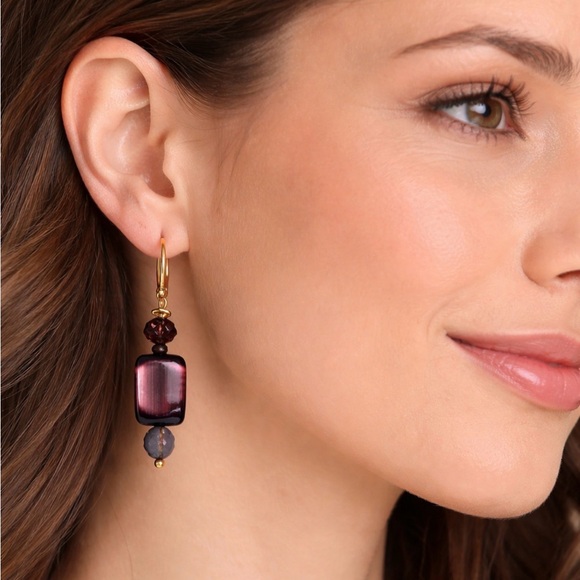 𝅺Sterling Silver Earrings 22k Vermeil  Cat Eye BUY NOW PRICE - Picture 2 of 9